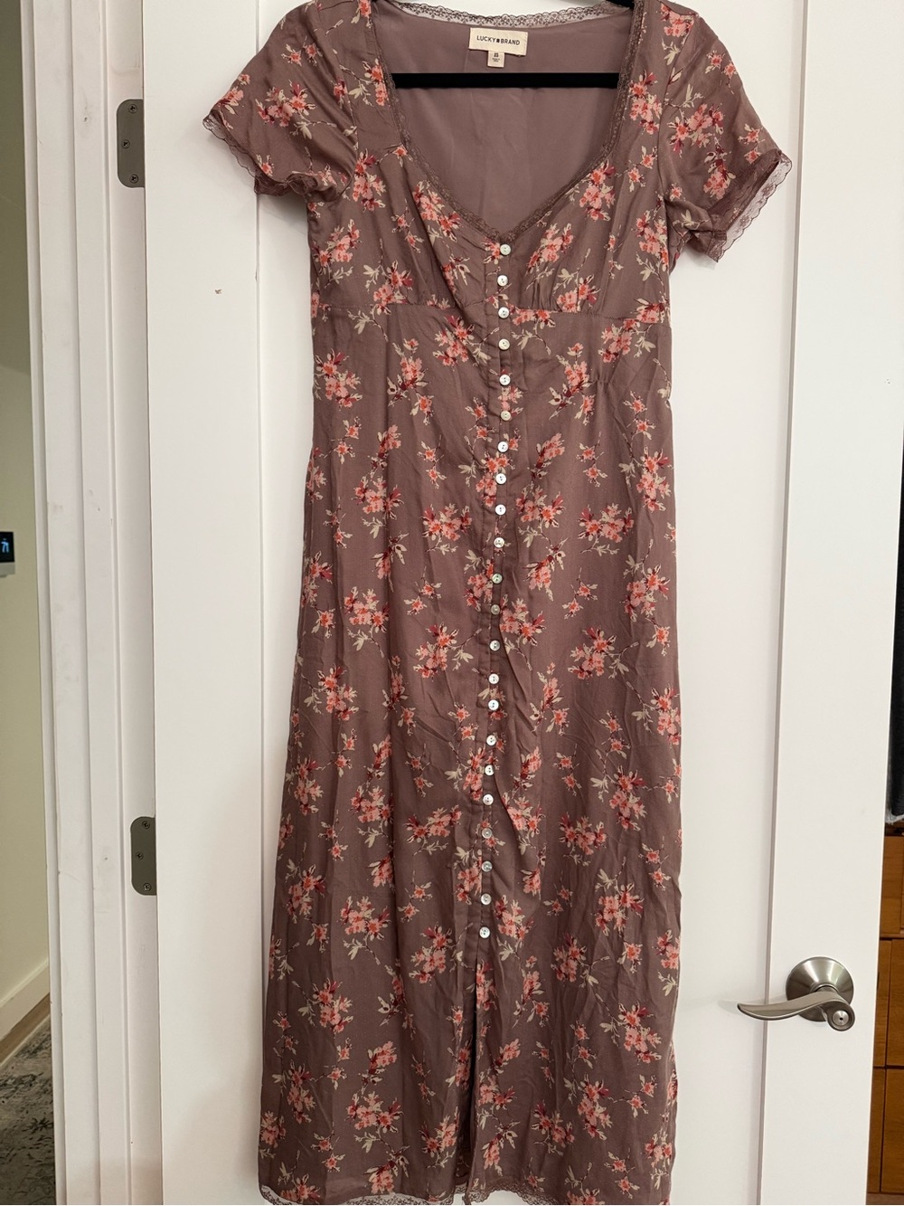 Lucky Brand Dusty Mauve Floral Button-Down Midi Dress - Picture 2 of 3